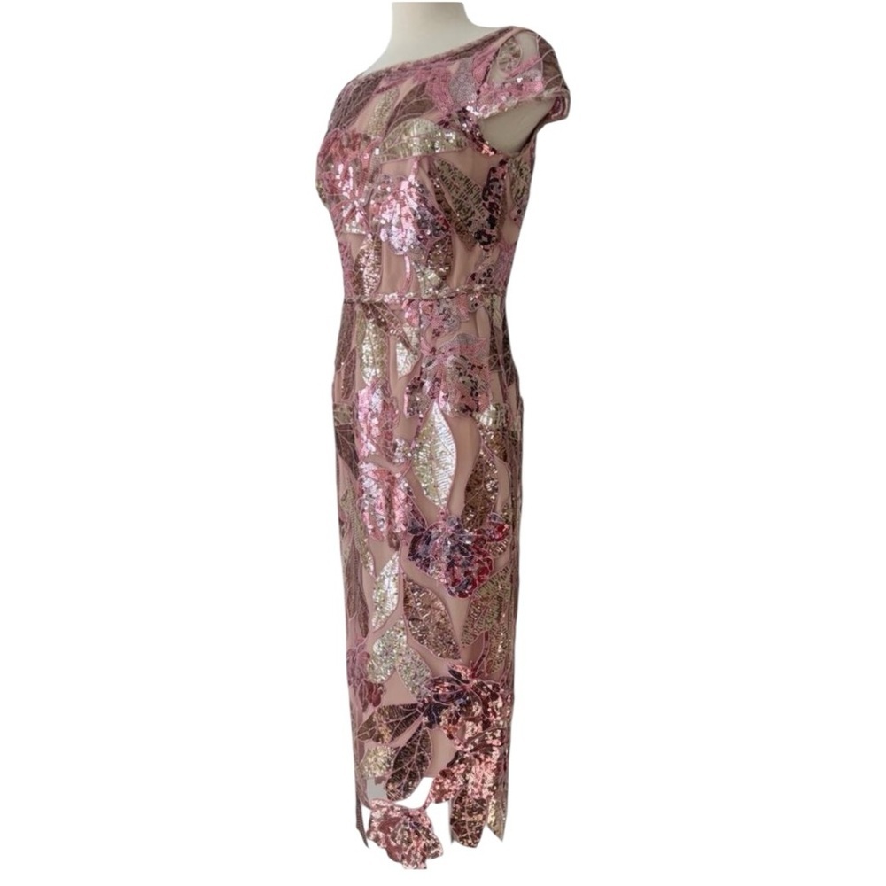 Marchesa Notte Floral Sequin Embellished Tulle Midi Dress NWT Size 16 - Picture 5 of 16